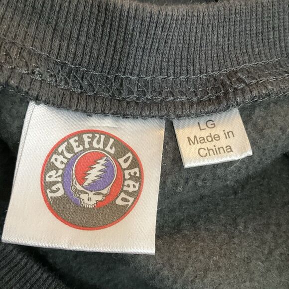 Grateful Dead Mens Bertha Skull and Roses Sweatshirt L Gray Retro Music Rock - Picture 4 of 8